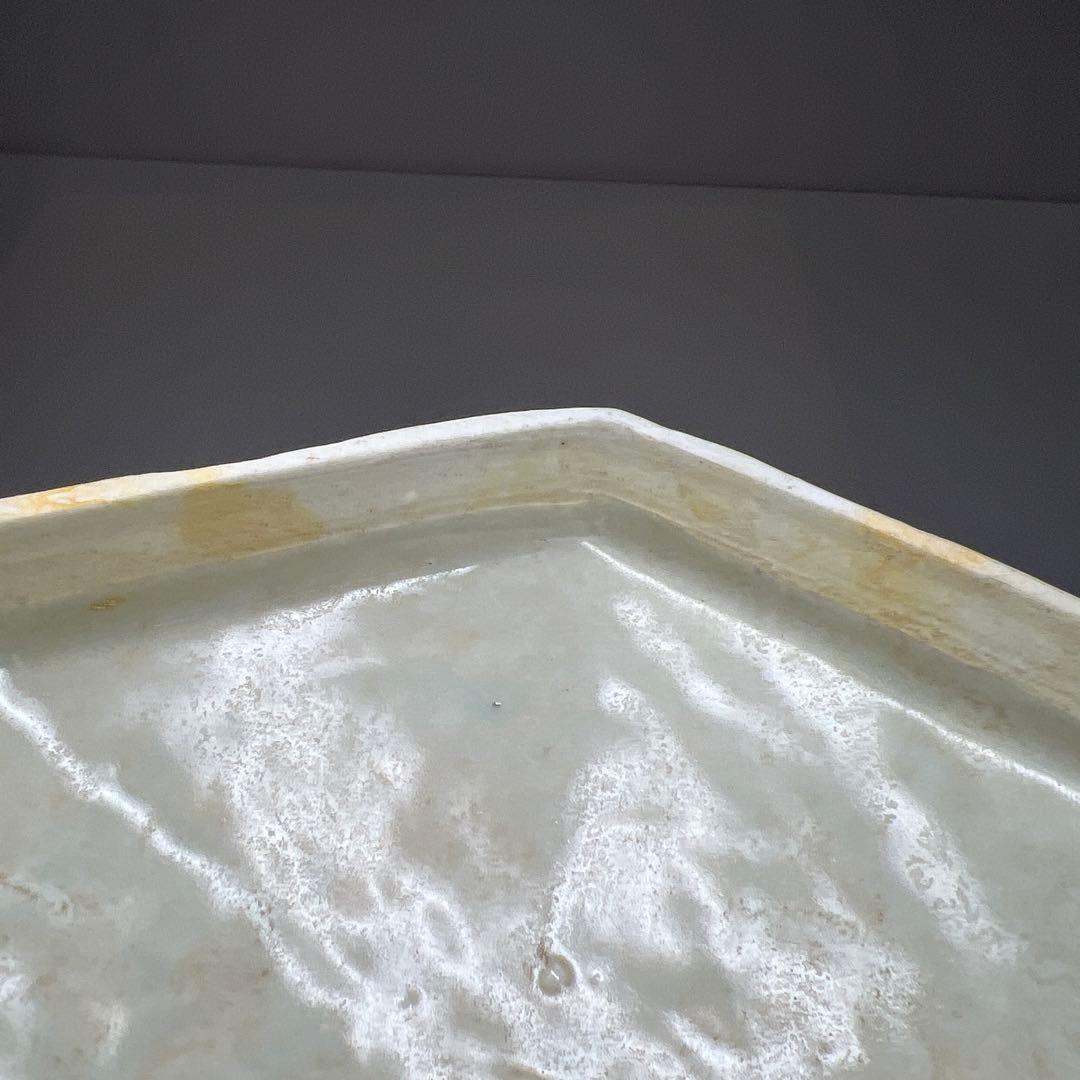 中国美術　釉裏紅六角蓋物　幅約14㎝ 東Y7-0603①