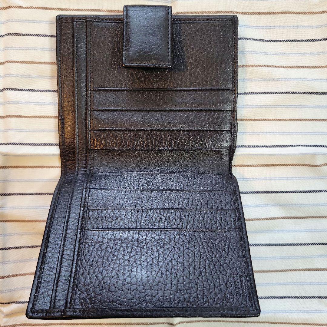 GUCCI グッチ ブラックレザー 二つ折り財布 レザーウォレット