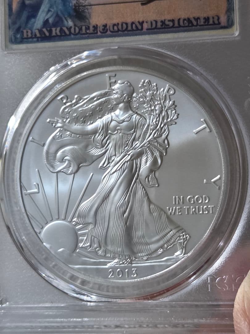 (MS70)アメリカ合衆国　シルバー イーグル銀貨　2013 S サイン入り