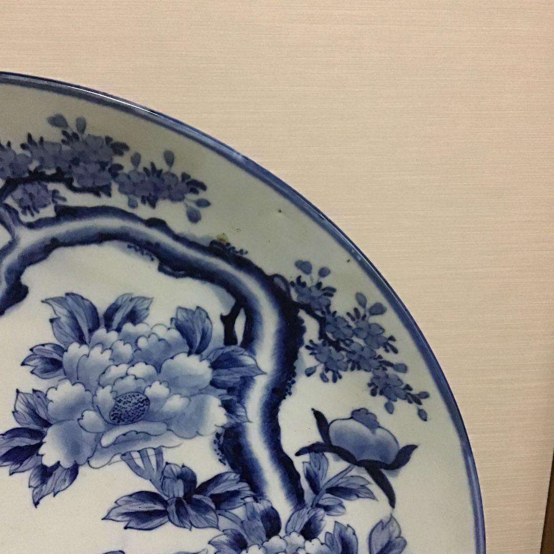 古伊万里染付花鳥の図大皿