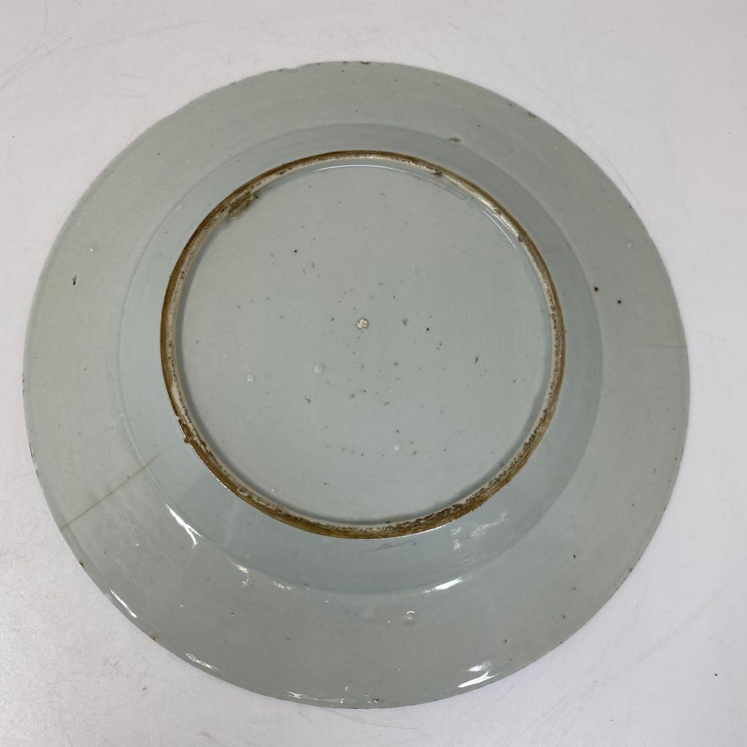 中国清朝時代　青花八寸皿　直径23.7㎝　タサチ　東さ7-0222☆2F