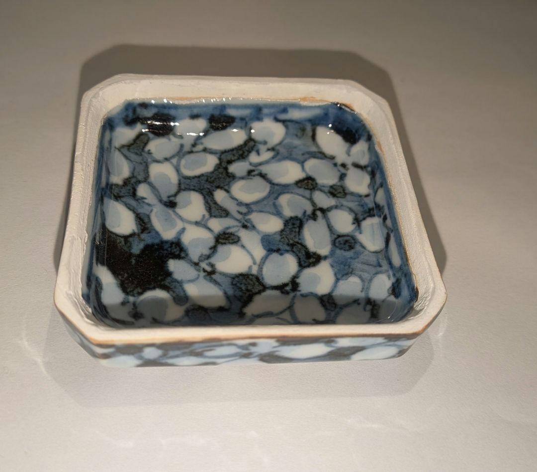 『青木龍山』『染付花紋』香合　有田焼　茶道具表千家　共箱共布　梅花