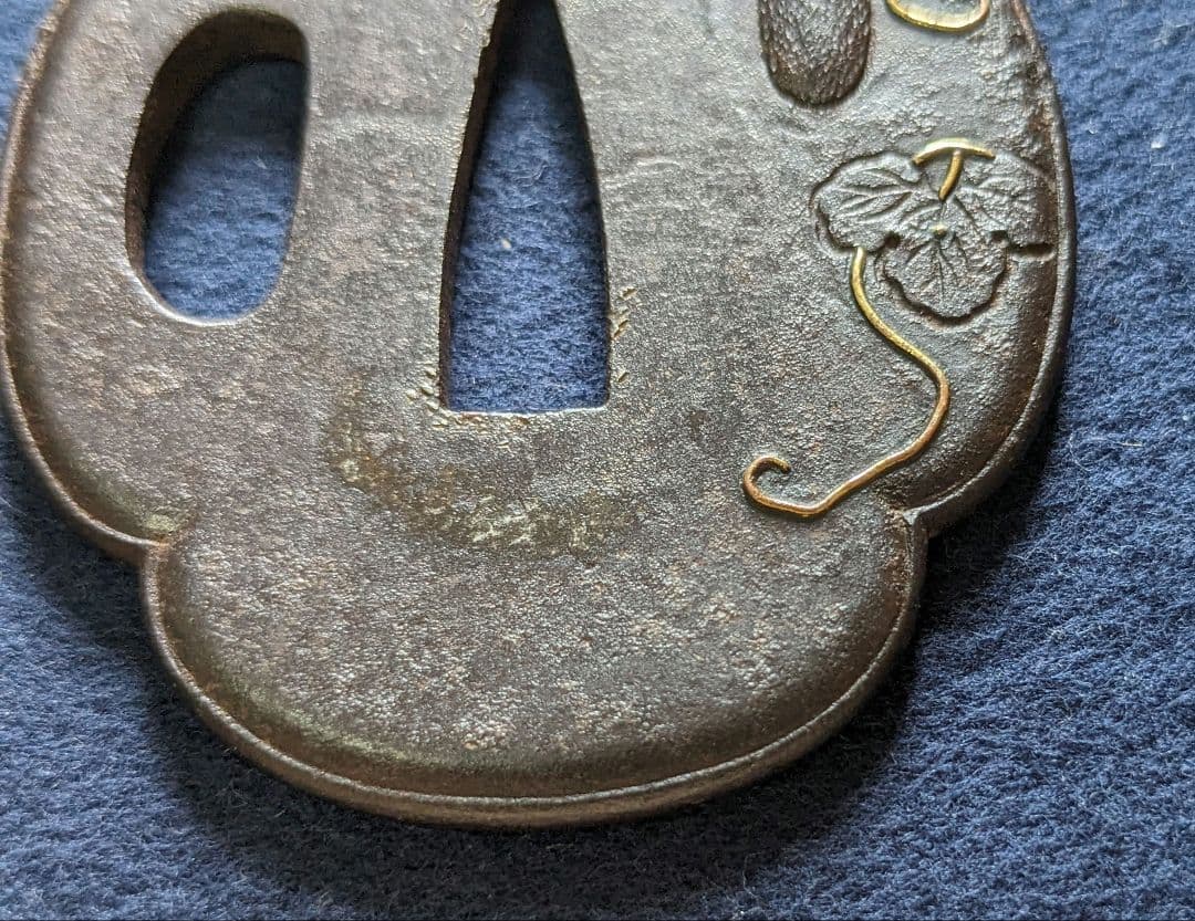 日本刀鍔！ヘチマ？状態抜群！象嵌綺麗！