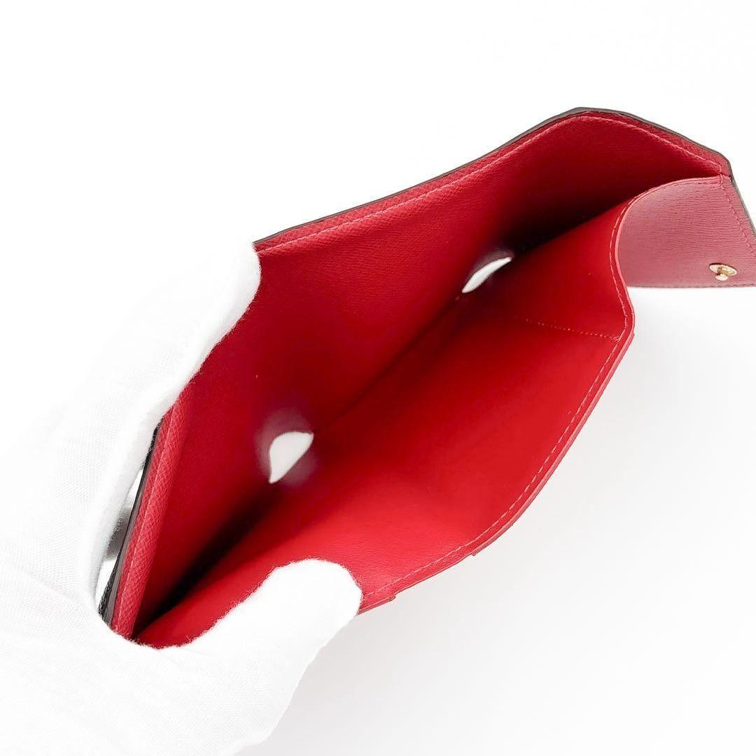 超美品★ルイヴィトン ダミエ ヴィクトリーヌ コクリコ レッド 三つ折り財布