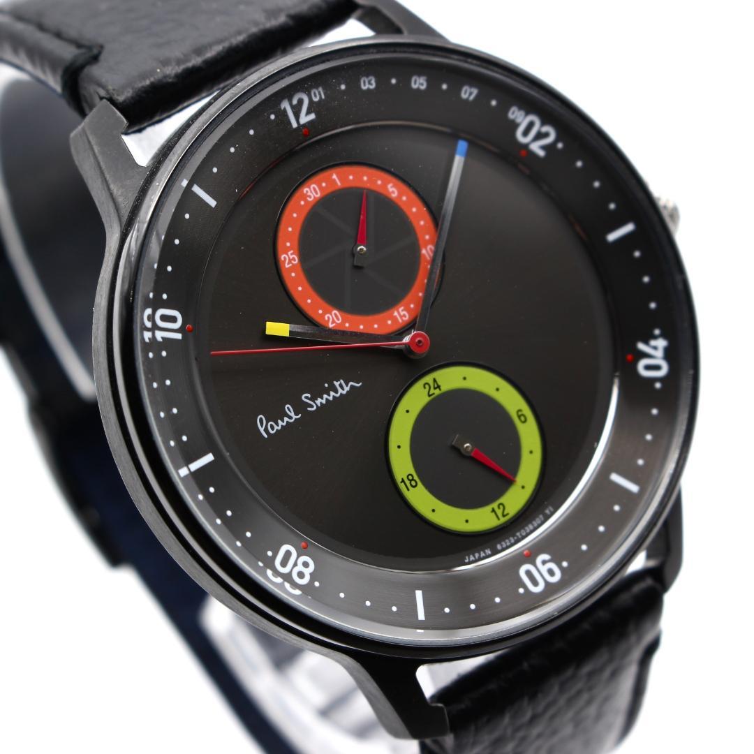 美品 ポールスミス 腕時計 2019本限定品 メンズ ブラック レザーベルト
