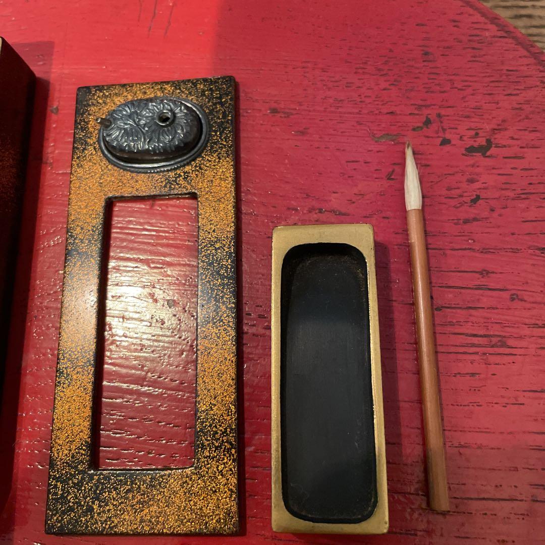 蒔絵梨地　小硯箱　銀水滴