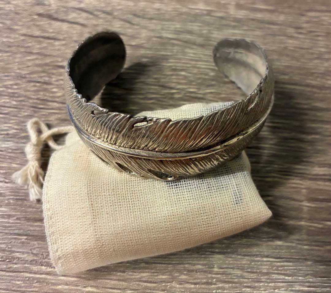 フェザー シルバー 925 バングル 羽根