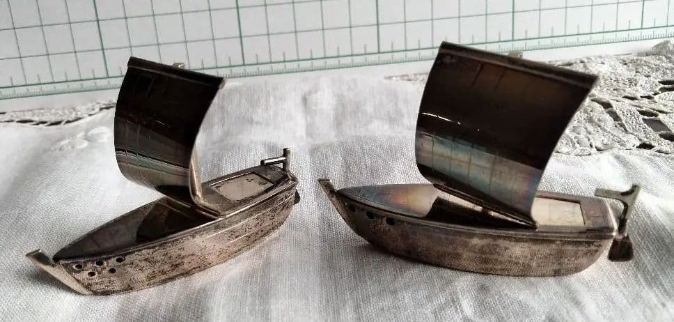 最終価格、日本製、工芸品、シルバーテ−ブルウェアー帆掛け船、二艘セット