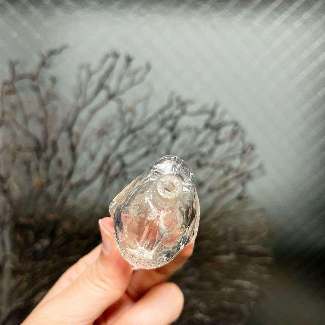 骨董　時代ガラス　プレスガラス　雀型　小鳥モチーフ　金平糖？香水瓶？ウランガラス