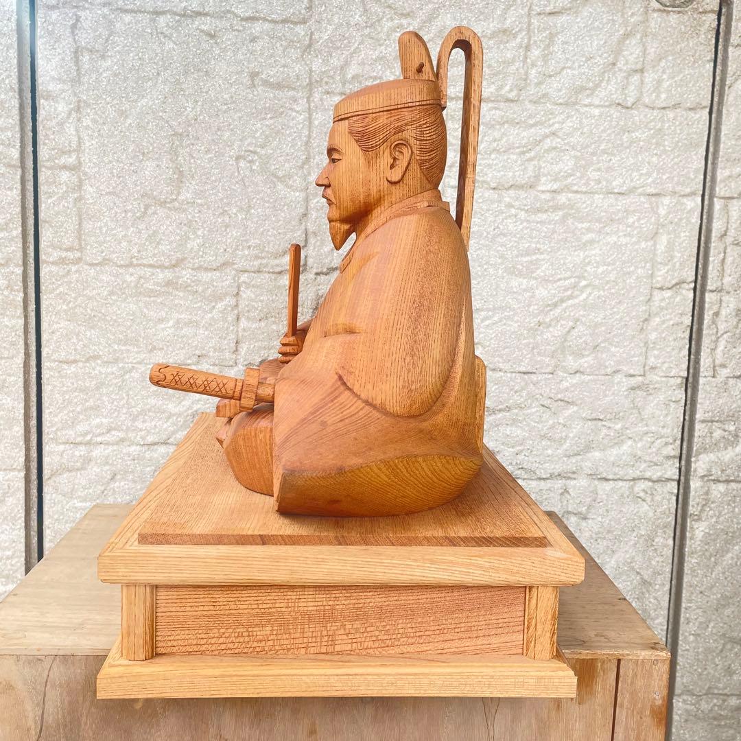 井波彫刻 木彫り 天神様 菅原道真公 菅公 学問の神様　共箱　伝統　工芸品