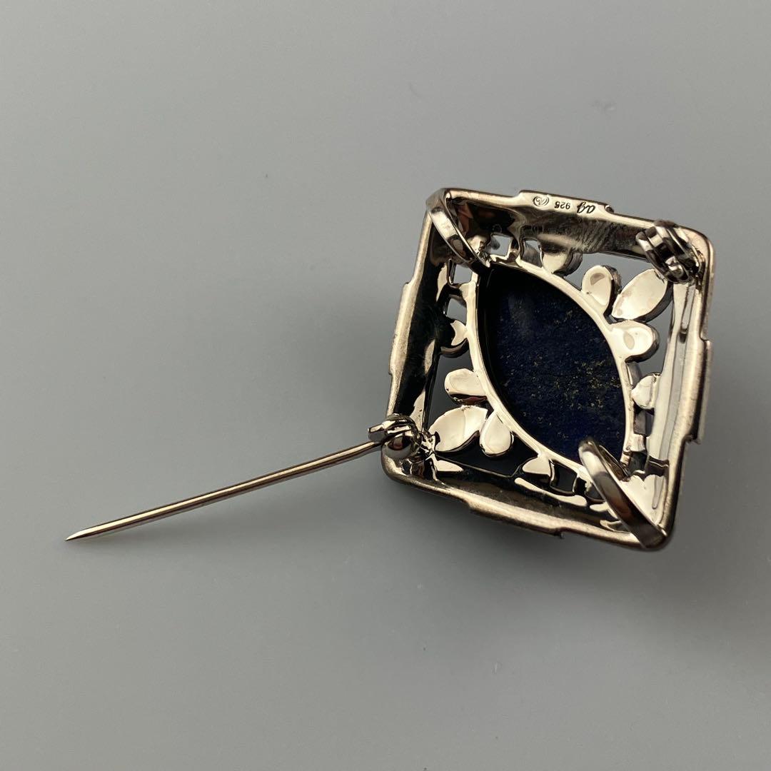 碌山 ロクザン ラピスラズリ ペンダントトップ/ブローチ 2way パール装飾