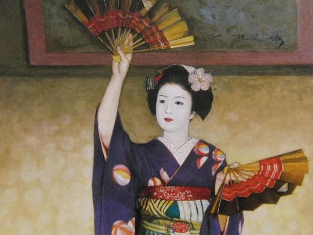 弦田英太郎【京舞い】希少な額装用画集より、状態良好、新品高級額装付