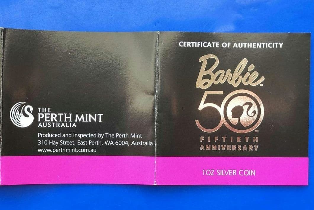 バービー50周年記念カラー1ドル銀貨（2009年ツバル）