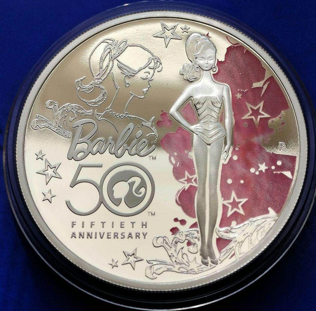 バービー50周年記念カラー1ドル銀貨（2009年ツバル）