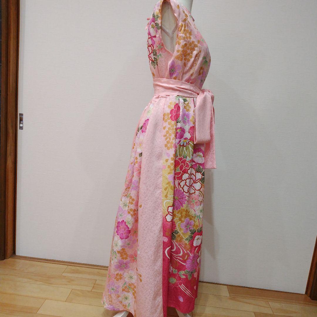 振袖　ロングワンピース　フレンチ　リボン紐付き
