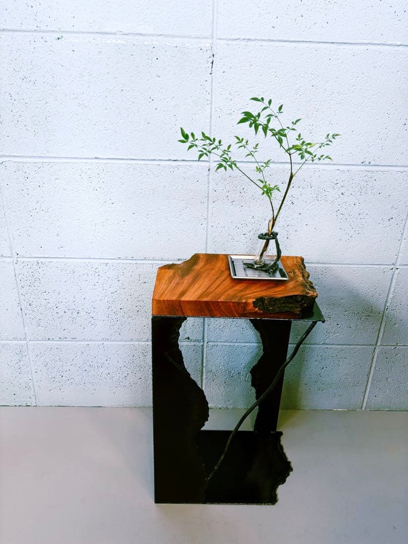 欅サイドテーブルコーヒーテーブルナイトテーブル観葉植物置き飾り台インダストリアル