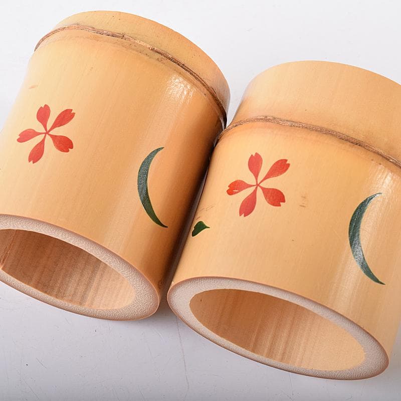 茶道具　古竹　雪月花　蓋置　一双　裏千家十四代淡々斎極め箱　V　R7979