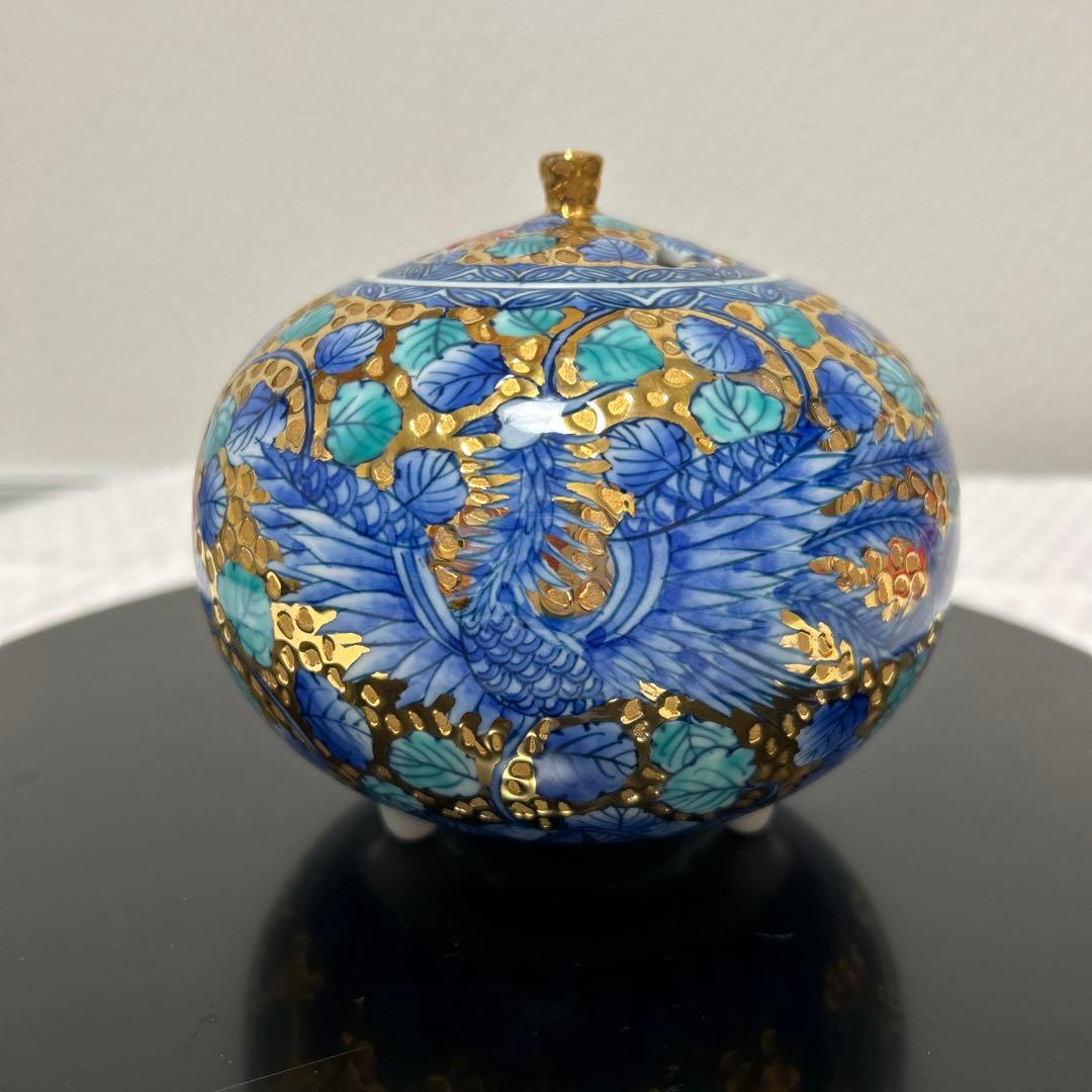 肥前有田焼　金彩鳳凰香炉　喜多川参天