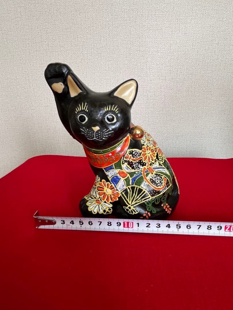 【古い】 黒招き猫 招き猫 A3095 縁起物　商売繁盛 まねきねこ 九谷焼