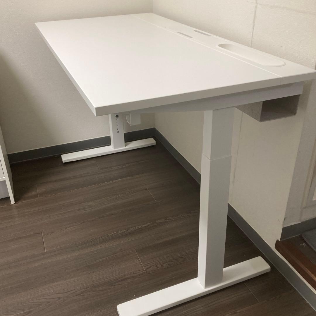 デスク IKEA ミッツォーン 120×60 ホワイト 高さ調節可能デスク