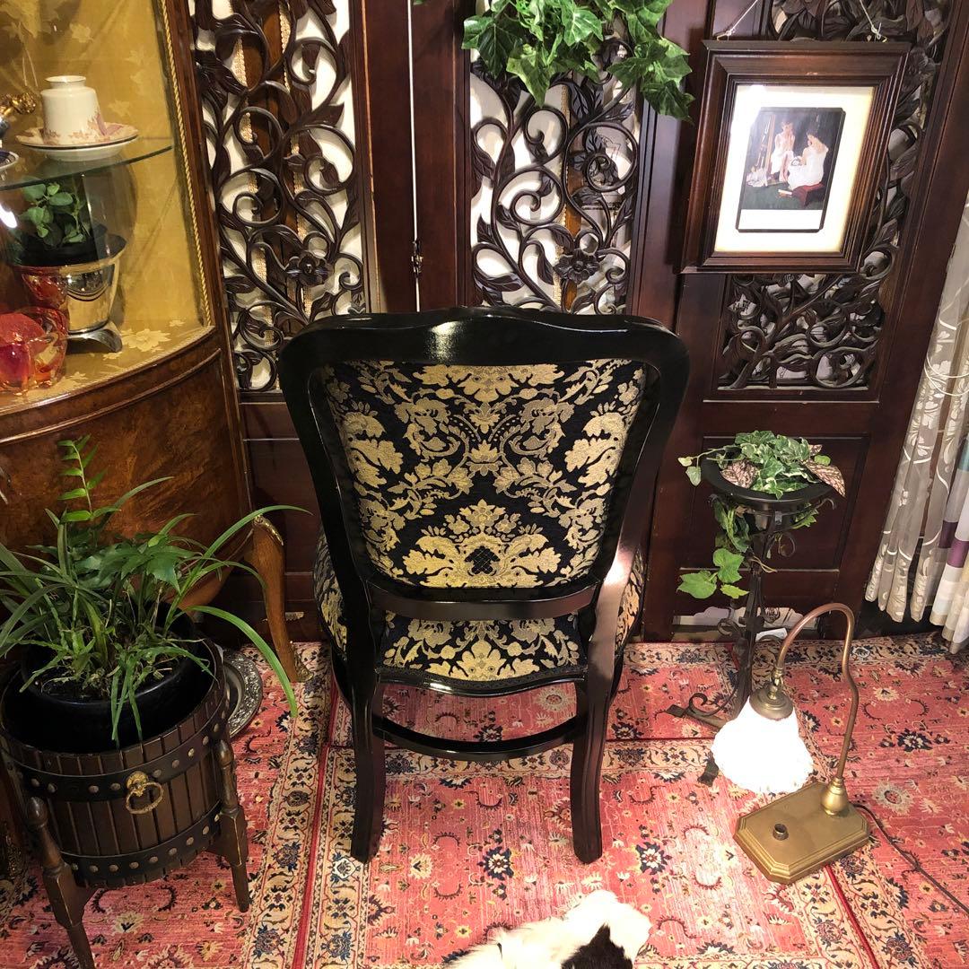 Sale ４脚　メルナリ華子次郎　猫脚アンティーク　チェア　ブラック　金系