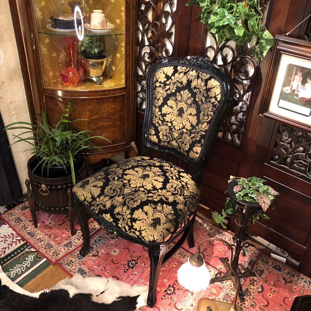 Sale ４脚　メルナリ華子次郎　猫脚アンティーク　チェア　ブラック　金系