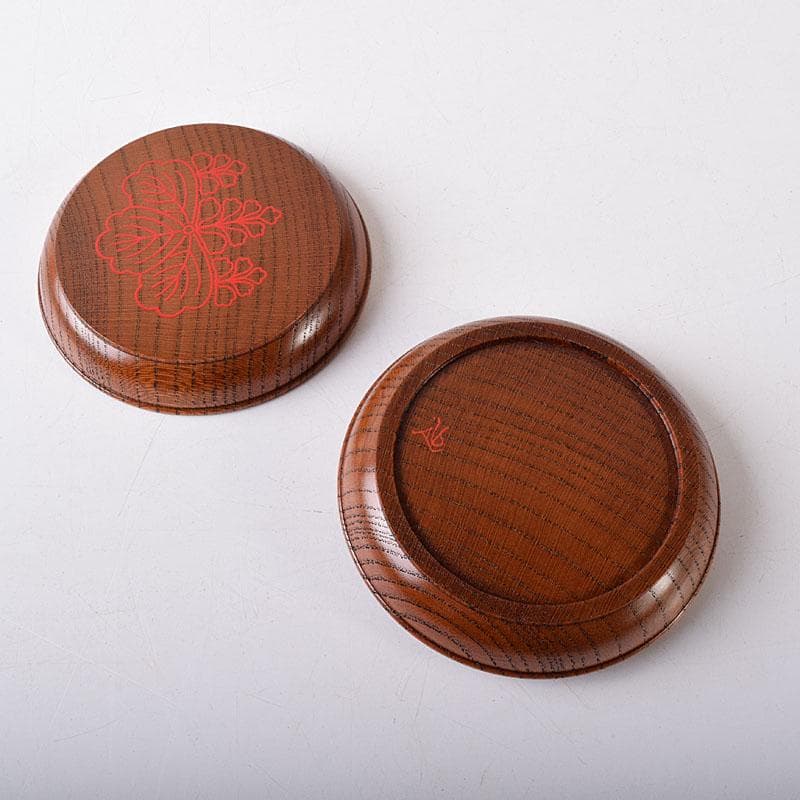 茶道具　川端近左作　太閤桐絵　欅拭漆香合　共布共箱　Ｖ　7703