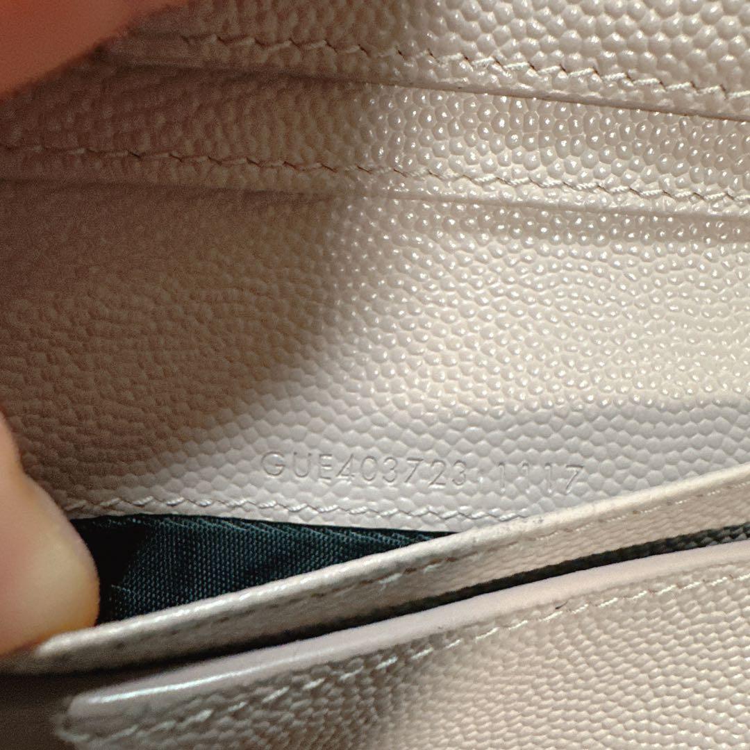 SAINT LAURENT サンローラン キルティングYSL金具 財布 ベージュ