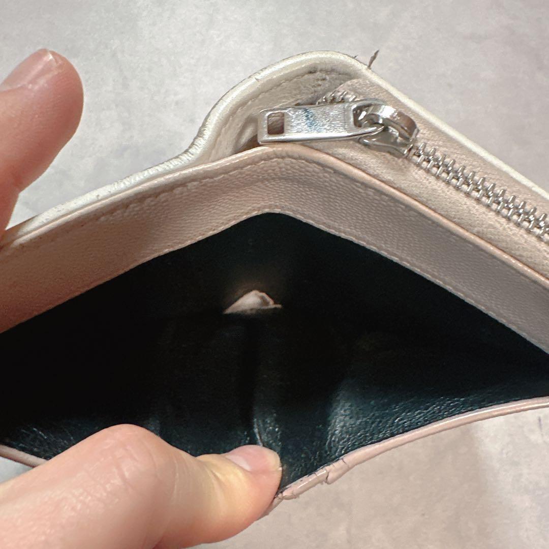 SAINT LAURENT サンローラン キルティングYSL金具 財布 ベージュ