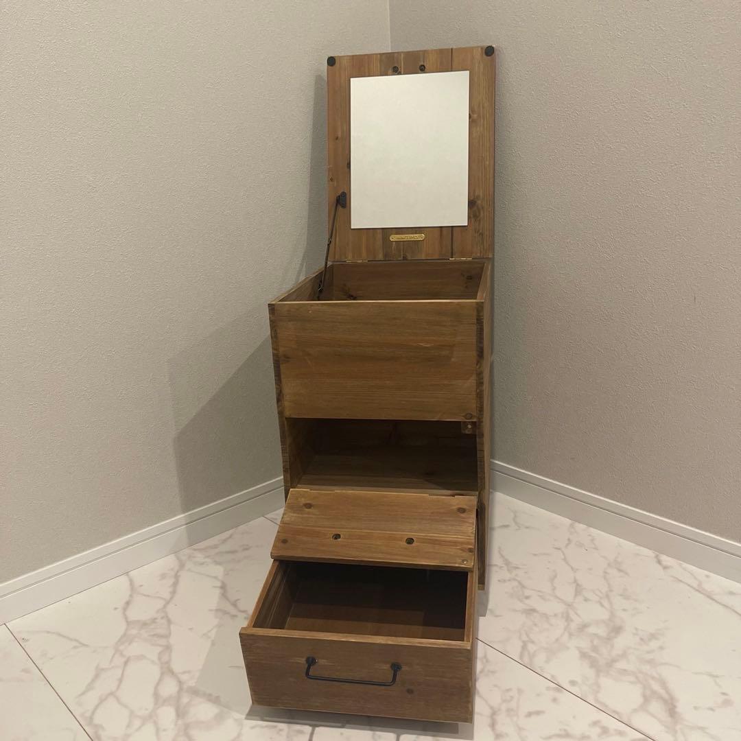 スタジオクリップ　メイクボックス　収納棚　木製　インテリア　ミラー　キャスター付