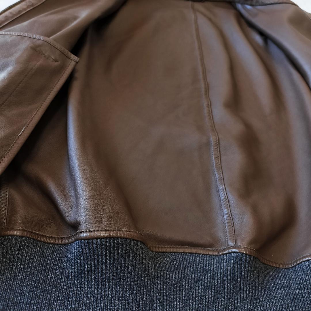 サルバトーレフェラガモ スエードモトブルゾン 50 L レザージャケット 羊革