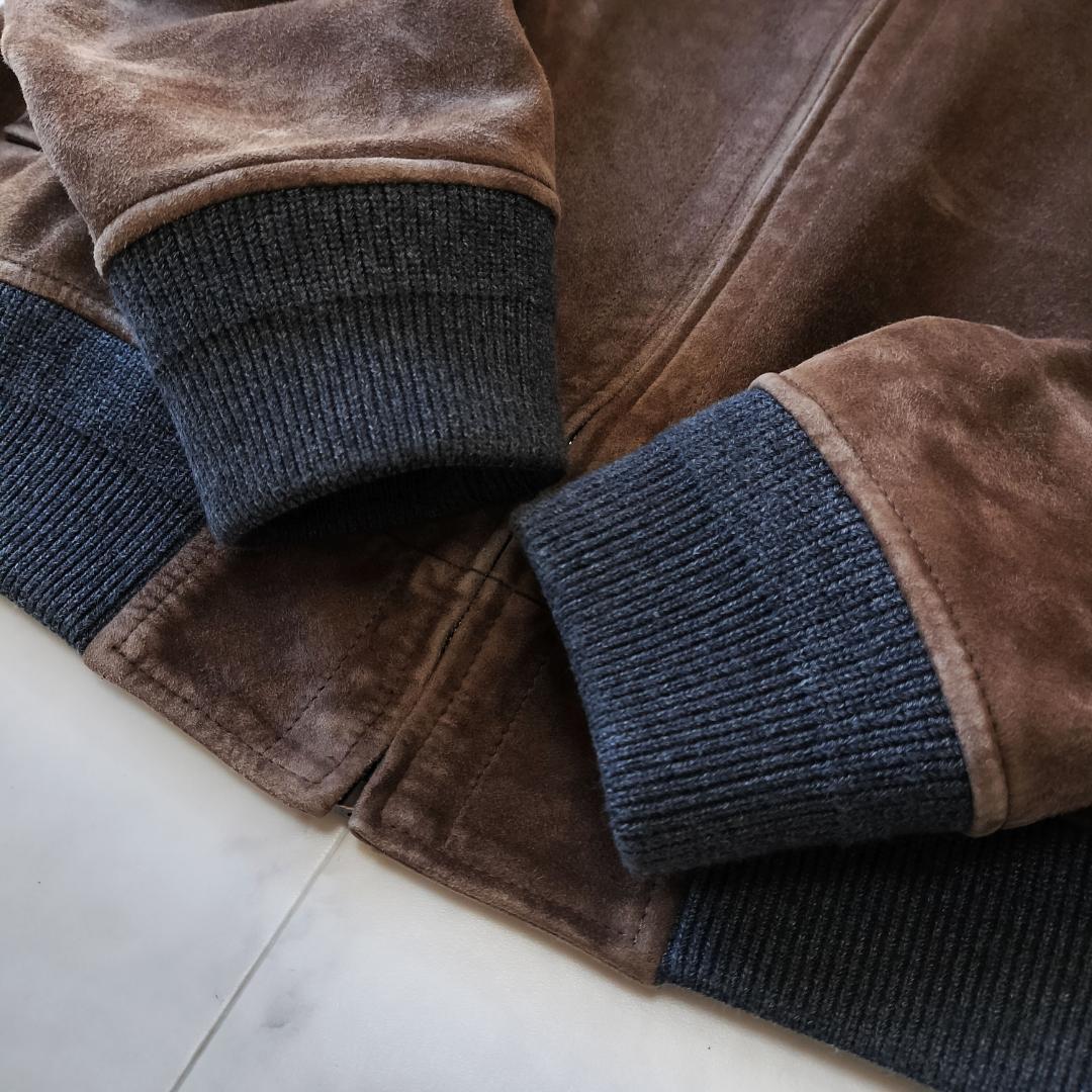 サルバトーレフェラガモ スエードモトブルゾン 50 L レザージャケット 羊革