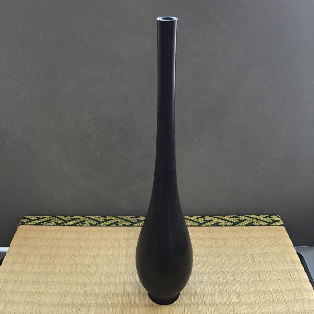 華道道具　花入　青銅つる首花入　N338HL