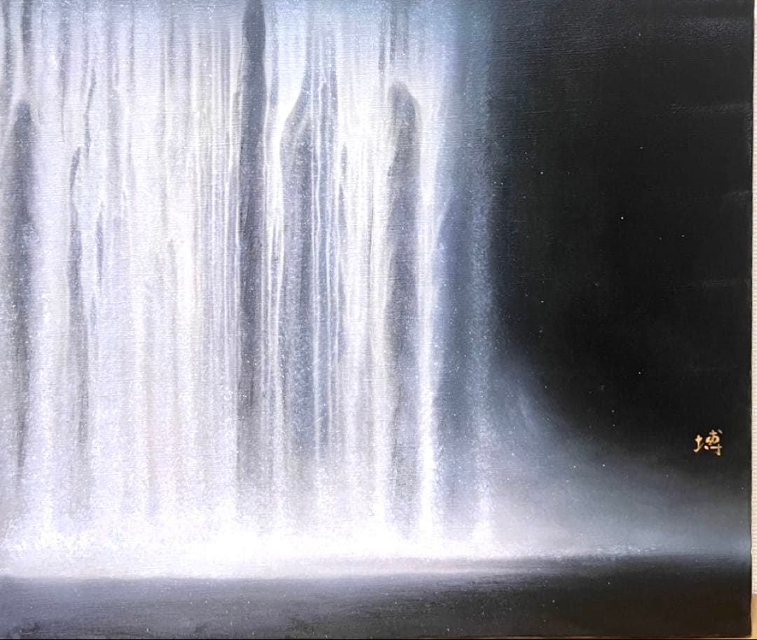 【F6号】岡本太郎【未来を見た】手描き/表裏サイン有り/油彩/アクリル/裏シール