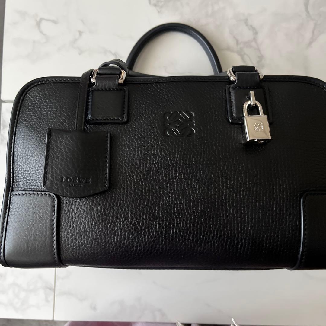 ロエベ　アマソナ28 ハンドバッグ レザー　ブラック　シルバー金具