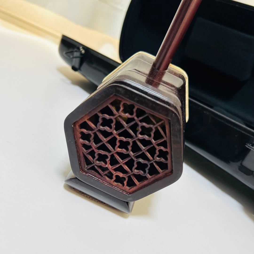 【付属品大多数】高級 二胡 本革 蛇革 中国 民族楽器 紅木 ハードケース付き