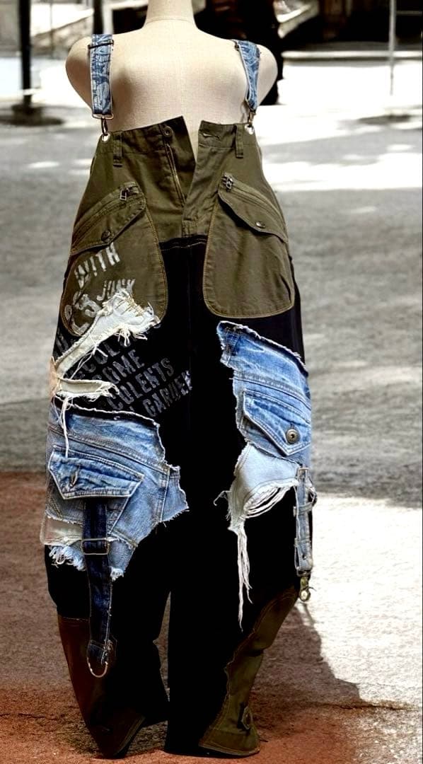 ちびすけ☆2wayサルエルハイウエストサロペットパンツ☆ミリタリスタイル☆