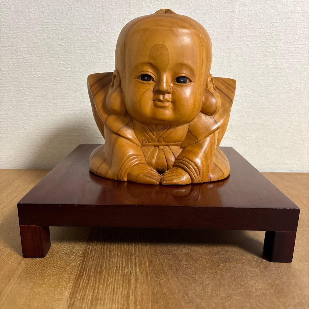 木彫 福助像　縁起物 招福