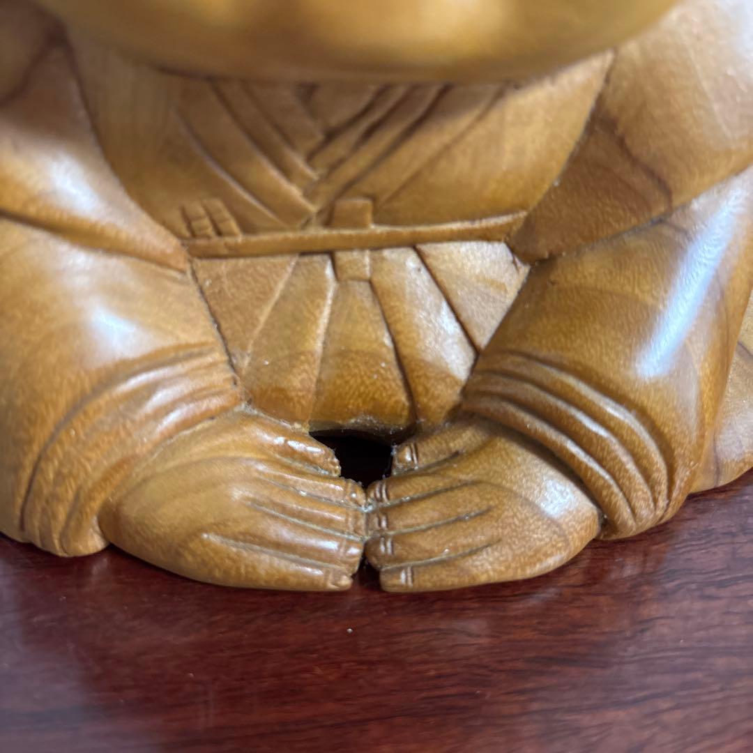 木彫 福助像　縁起物 招福