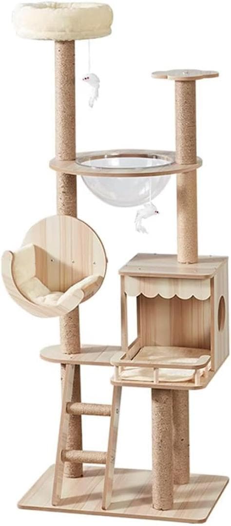 Yilucess 猫タワー キャットタワー 360°透明宇宙船 高さ155cm