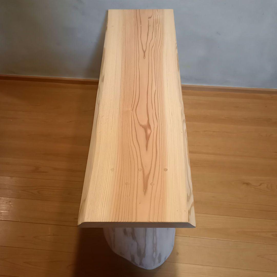 国産杉　無垢一枚板&丸太半割りログ脚　特注品脚高さ違い