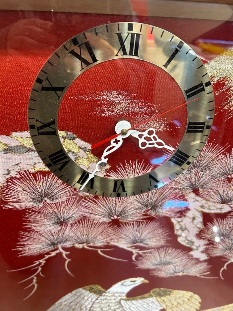 縁起物。西陣織　時計付き