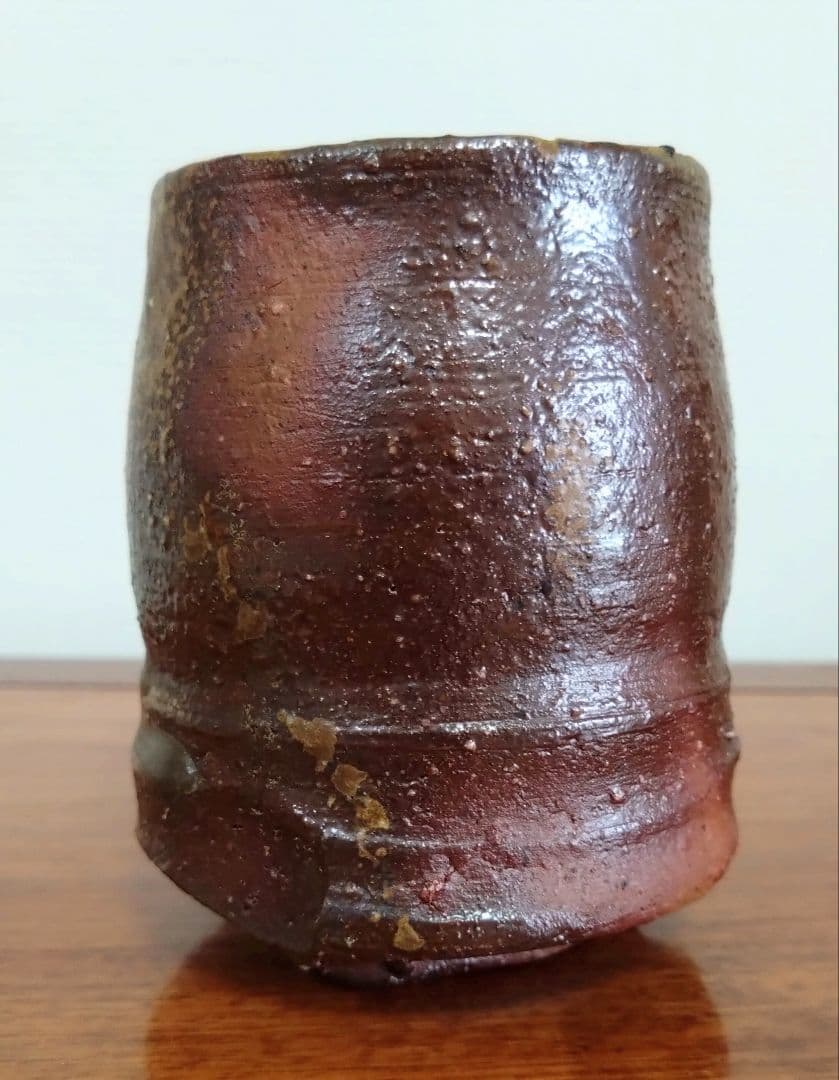 隠崎隆一作 備前焼湯呑み　師伊勢崎淳 人間国宝　備前焼　湯呑