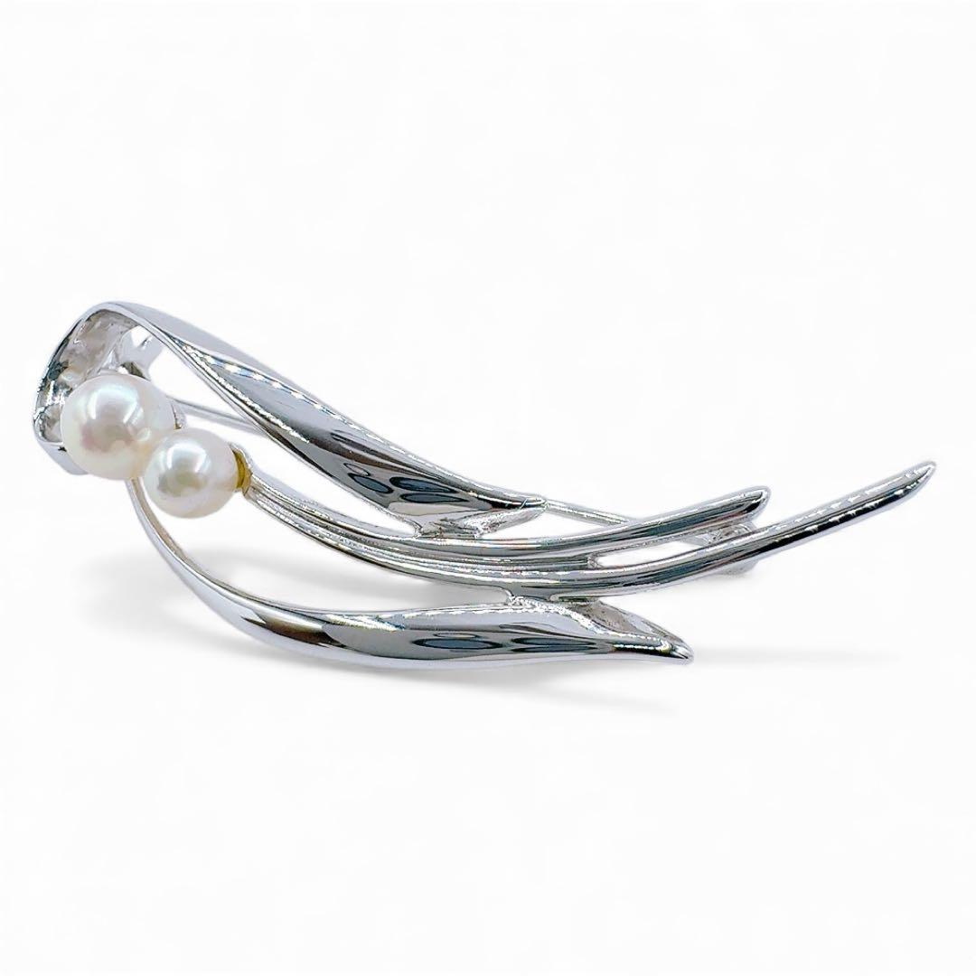 極美品✨ミキモト ブローチ ピンバッチ アコヤパール 真珠 シルバー フォーマル