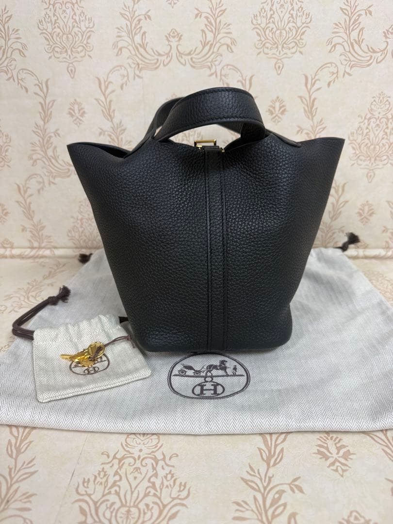 エルメス　ピコタンロックPM ノワール/Gold金具　B刻印