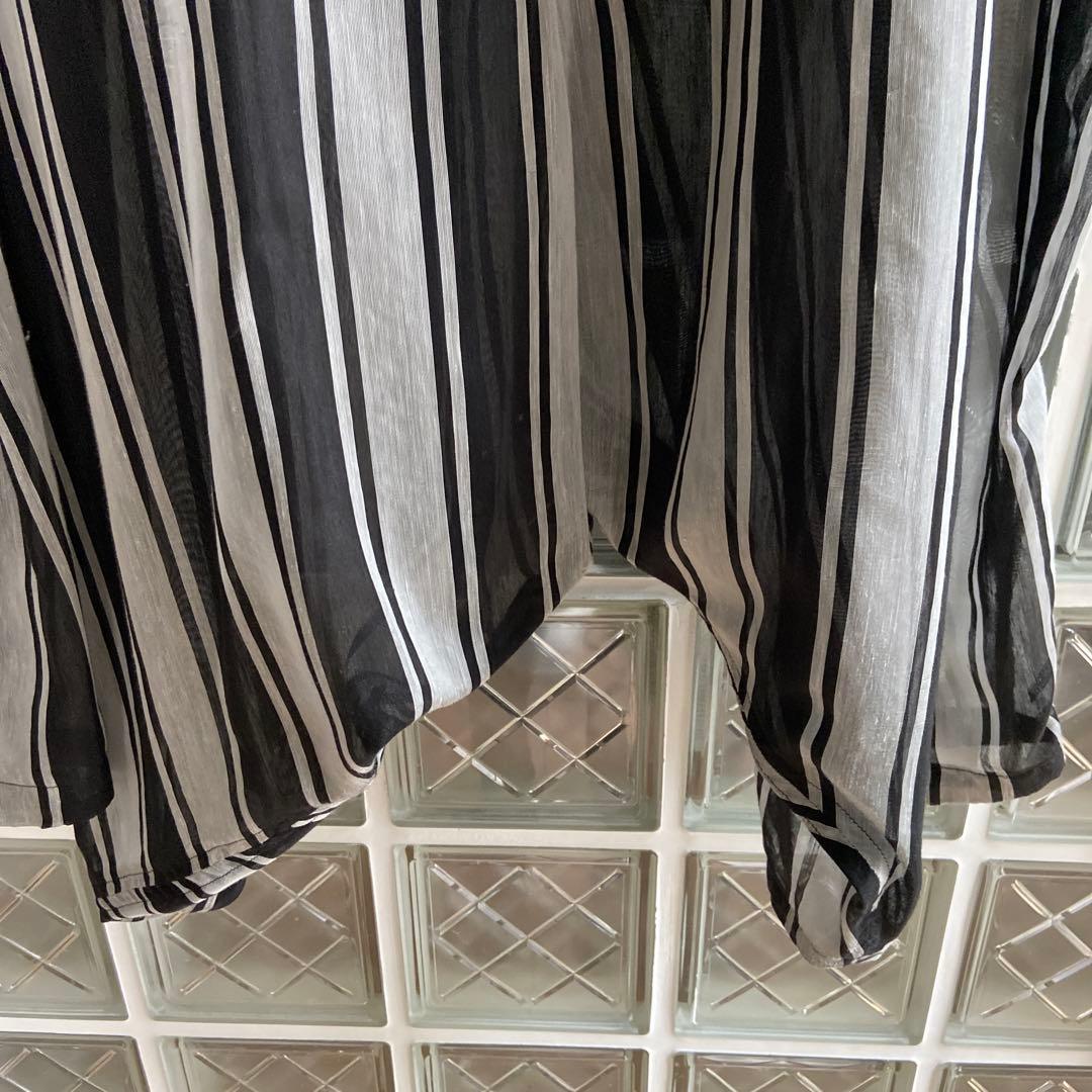 モユルストライプ ワイドパンツ 黒とグレー