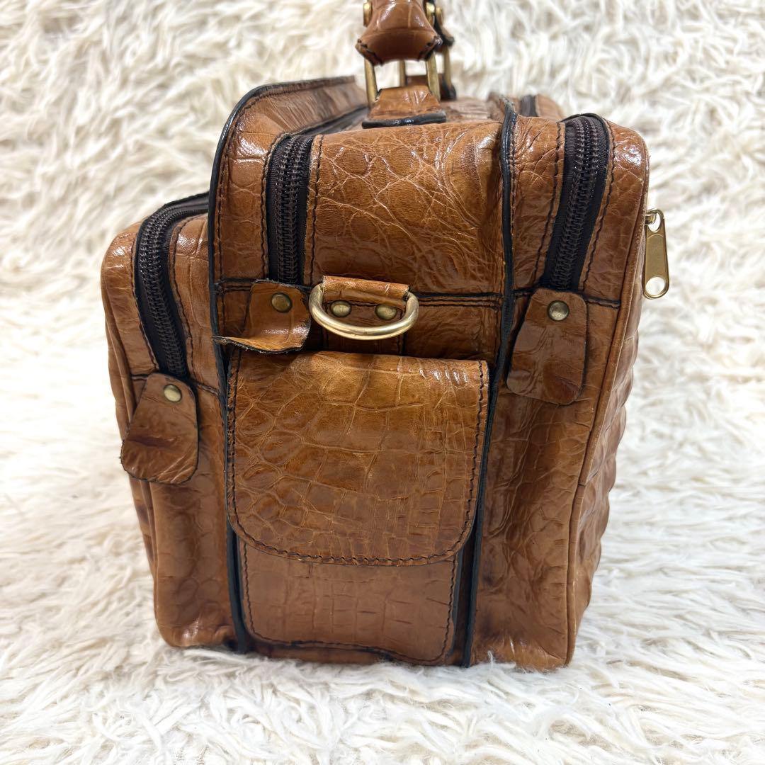 ✨良品✨ バリー　クロコ型押し　ミニボストンバッグ　ビジネスバッグ　ユニセックス