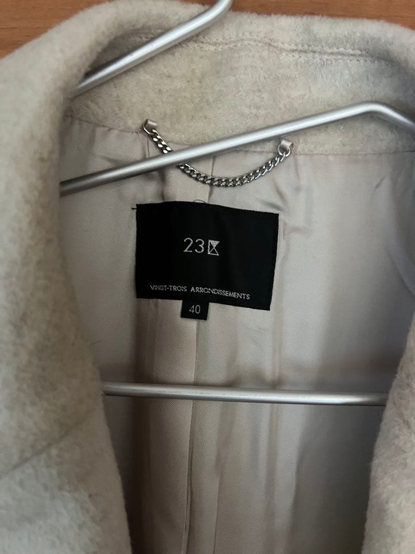 aiaiモンキー 23区 カシミア混チェスターコート オフホワイト 40