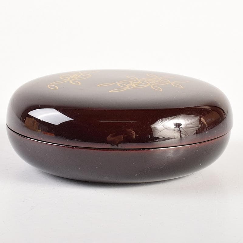 茶道具　塗師　中村宗哲作　七宝絵　万寿香合　共布　即中斎極め箱　M　R7492