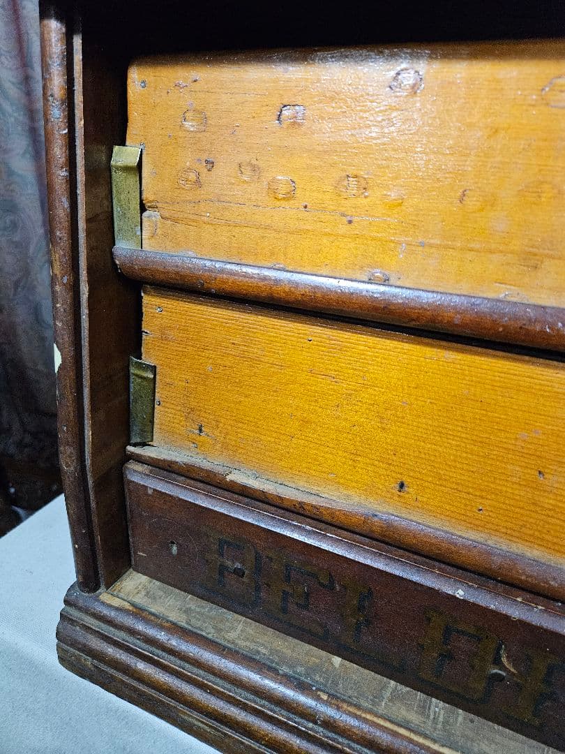 USAアンティーク BELENNS'S SILK 古いスレッドキャビネット 木製